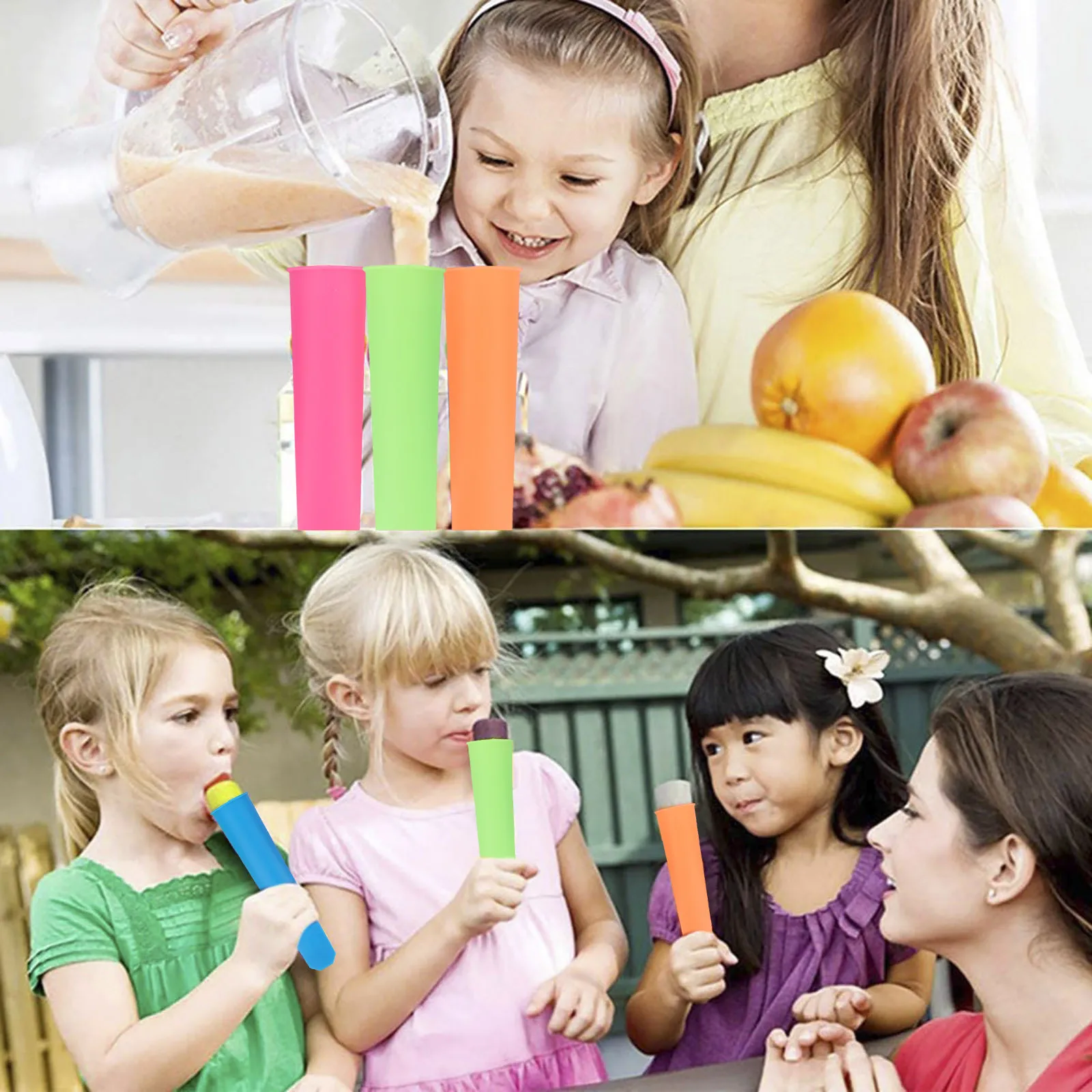 Silicone Ice Tray With Lid Frozens Popsicle Reusable Tote Bag Food Preservation Kitchen accessories