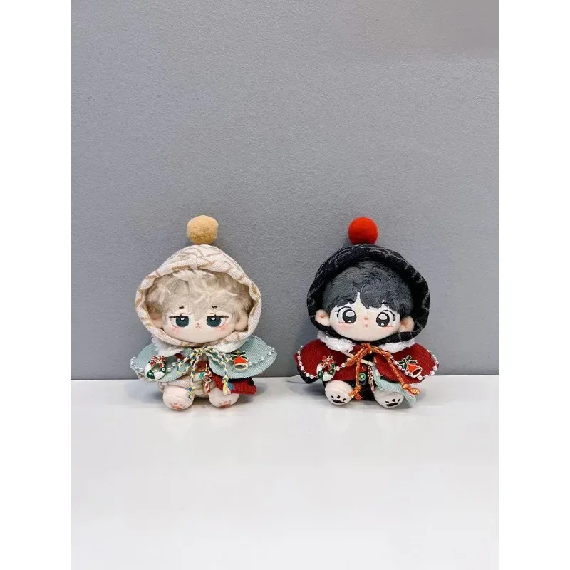 10cm Baby Clothes Little Joy Set Red and Green Cloak Printed Hooded jumpsuit New Year Cotton Doll Clothes in Stock 5