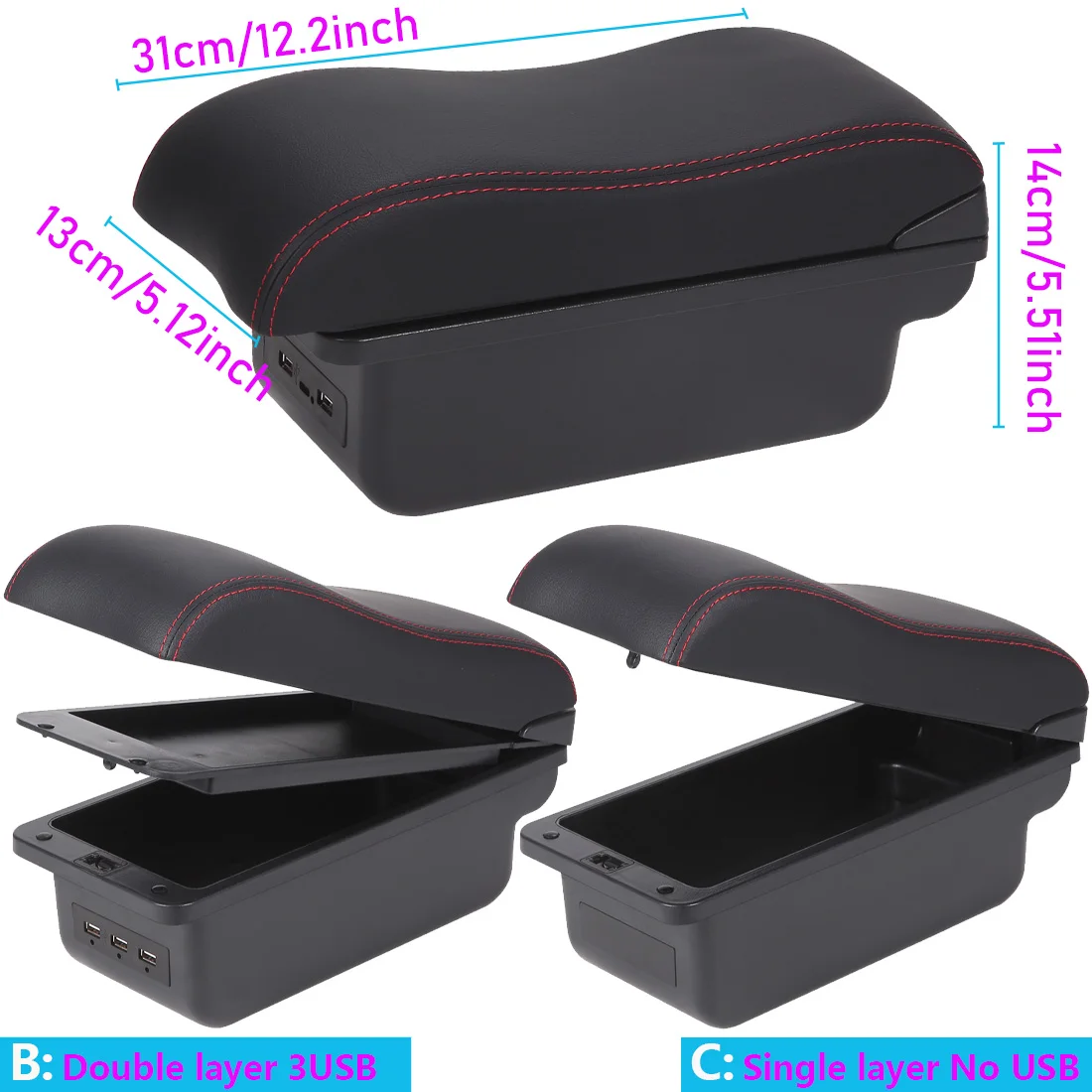 혼다 재즈 팔걸이 혼다 피트 재즈 1 2003-2007 차량용 팔걸이 박스 개조 액세서리 차량 수납 박스 간편 설치