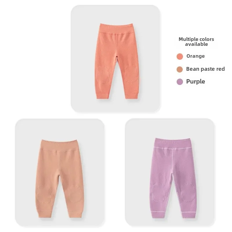 Kids Warm Thickened High-Waisted Fleece Home Pants Boiler Suit Coat Pants Winter Protection For Boys And Girls