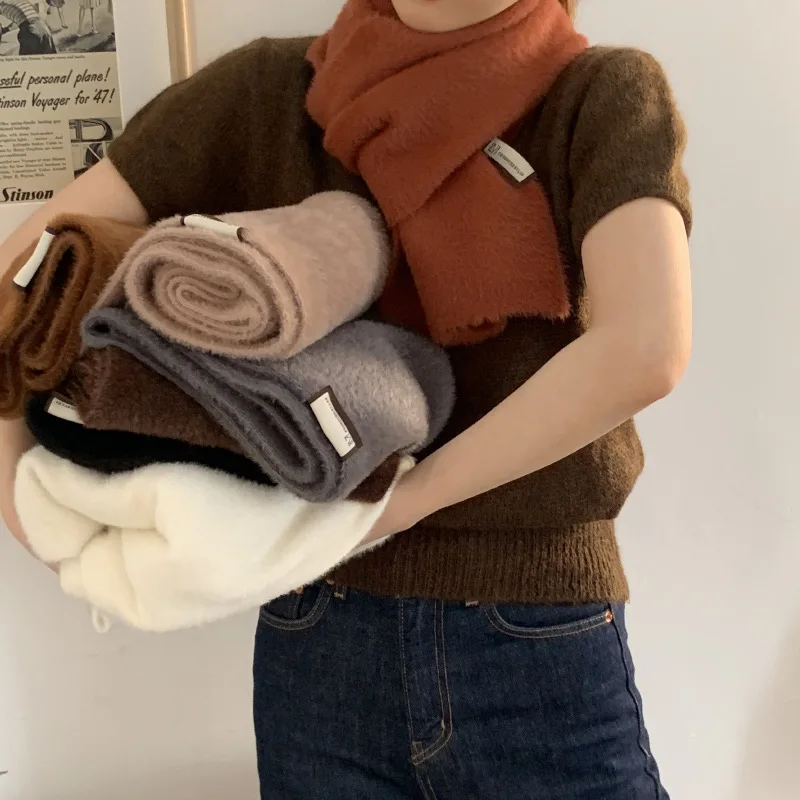 

Зимний женский шарф 2023, женские роскошные брендовые шарфы, Женская Бандана с кисточками, Женская однотонная шаль, палантин из пашмины