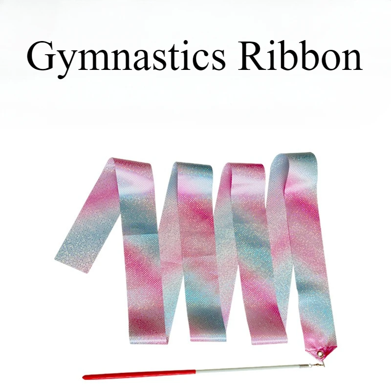 2pcs 2m/4m Sequined Gymnastics Ribbon Performance Ribbon Art Children Dance Program Adult Sports Goods Silk Ribbons Sport Train