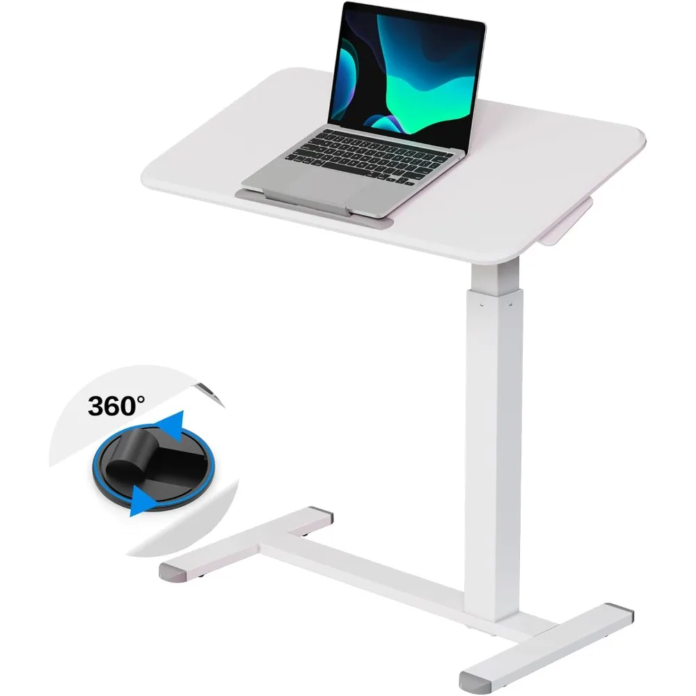 Mobile Standing Desk, Height Adjustable Rolling Laptop Desk, 90&deg; Tiltable Overbed Bedside Table, Portable Computer Desk