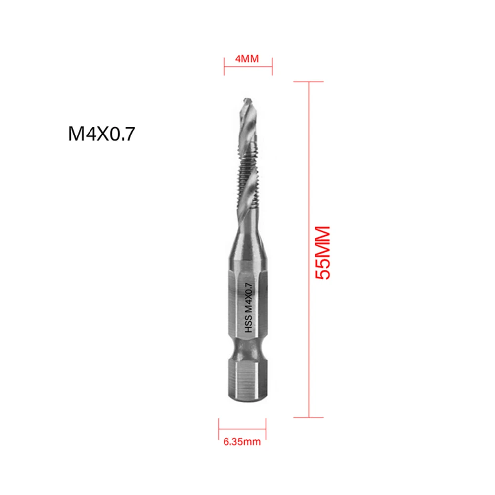 

1PC Tap Drill Bit Hex Shank HSS Threaded Bit Screw Machine Compound Tap M3-M10 Magnesium Alloy, Workpiece Less Tools