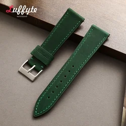 Elegant Universal Leather Watch Strap - Fashionable Watchband Accessories in Black, Blue, and Brown - 22mm (Green)