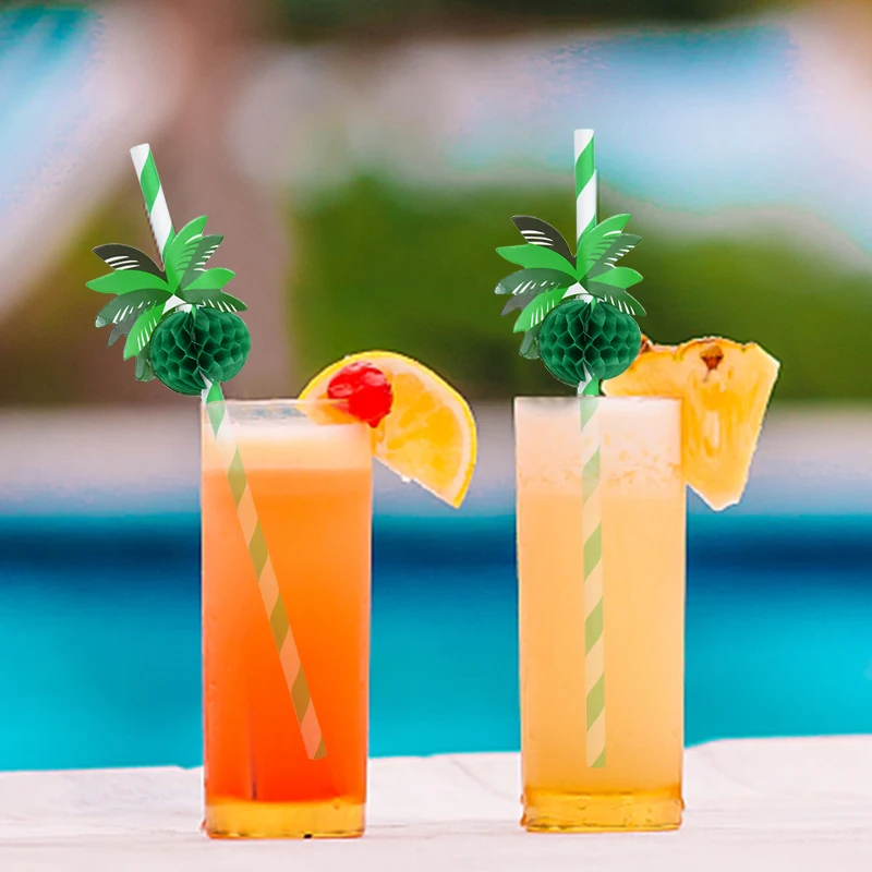 25/20 Stück Hawaii-Getränk-Regenschirm-Strohhalme, Flamingo-Saft-Cocktail-Einweg-Strohhalm, tropisches Hawaii-Luau-Geburtstags- und Hochzeitszubehör – Detail 7