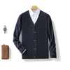 Autumn Winter 100% Pure Cashmere Wool Knit Cardigan Men's Jacket Trend V-neck High-Quality Sweater Loose Warm Men's Coat Tops 5