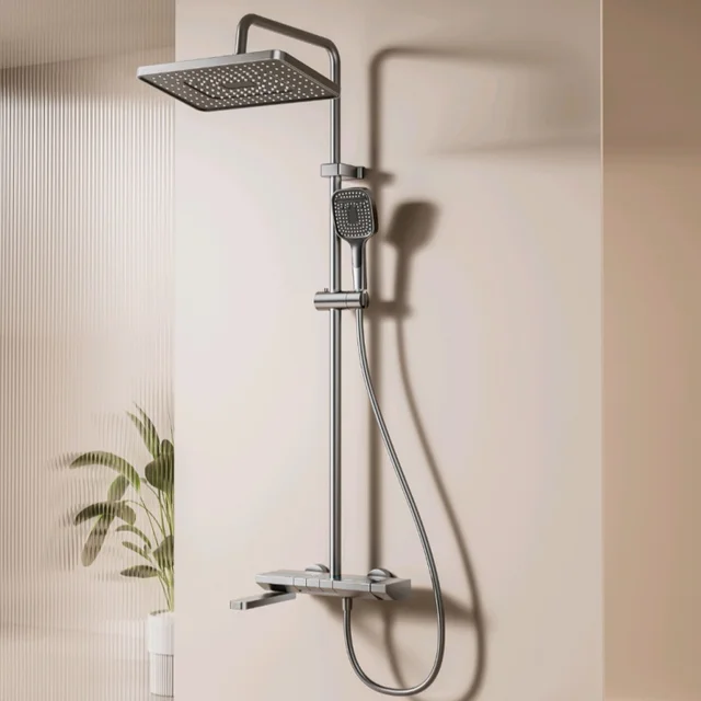 ชุดฝักบัวดิจิตอลแสดงอุณหภูมิ 4 ฟังก์ชั่น พร้อมก๊อกน้ำแบบปุ่มกดสำหรับอ่างอาบน้ำ ระบบผสมน้ำร้อนน้ำเย็น 1