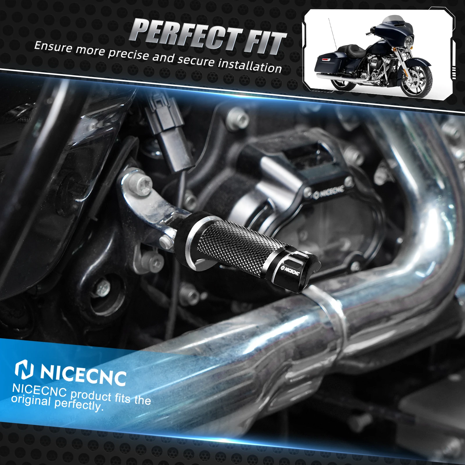 Für 2017–2023 2024 Harley Road King/Special FLHR FLHRXS Passagier-Fußstützen Fußraste für Harley Street Glide/Special FLHX FLHXS – Detail 3