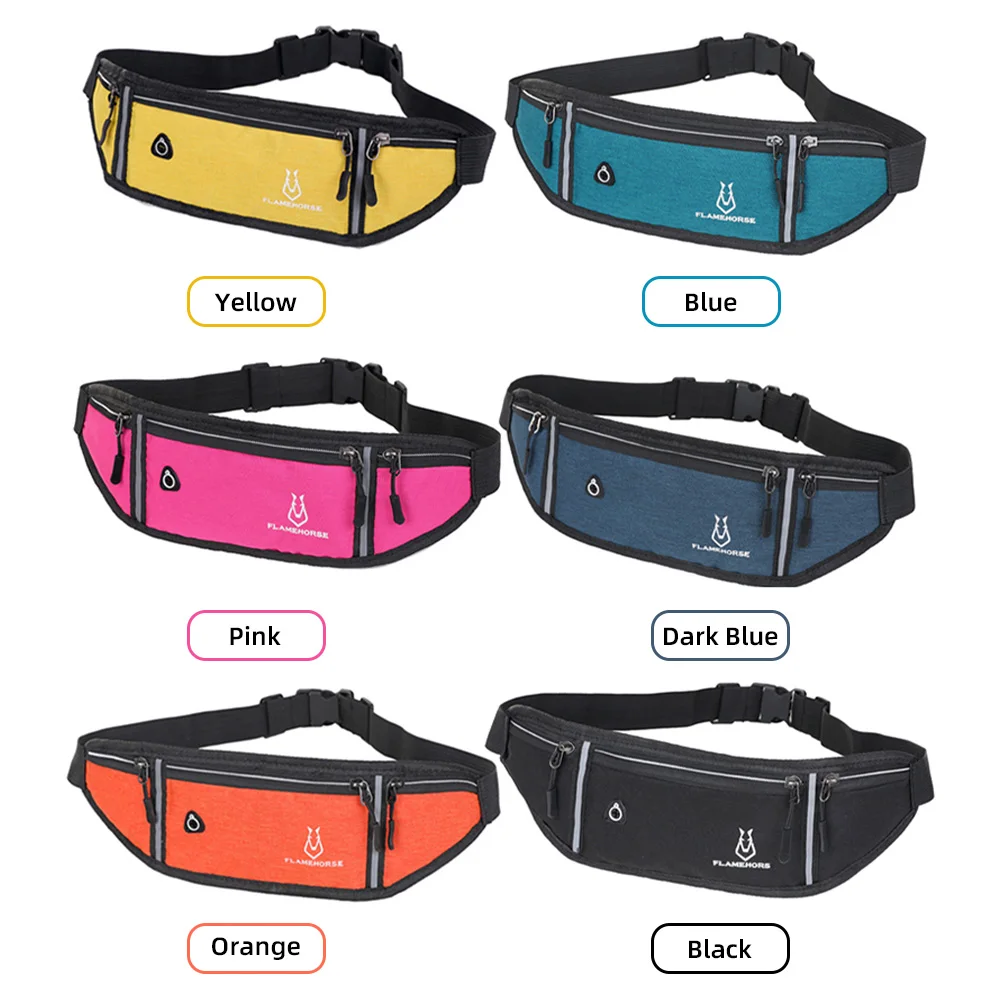 Sports Waist Bag for Men Women Phone Holder Belt with Headphone Hole Waterproof Running Pouch Adjustable Waist Packs for Gym