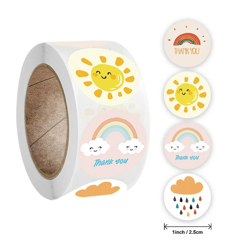 

100-500PCS Packaging Stickers New Cartoon Heart Roll Children's Stickers Photocard Decor Package for Kids Small Rolling Sticker