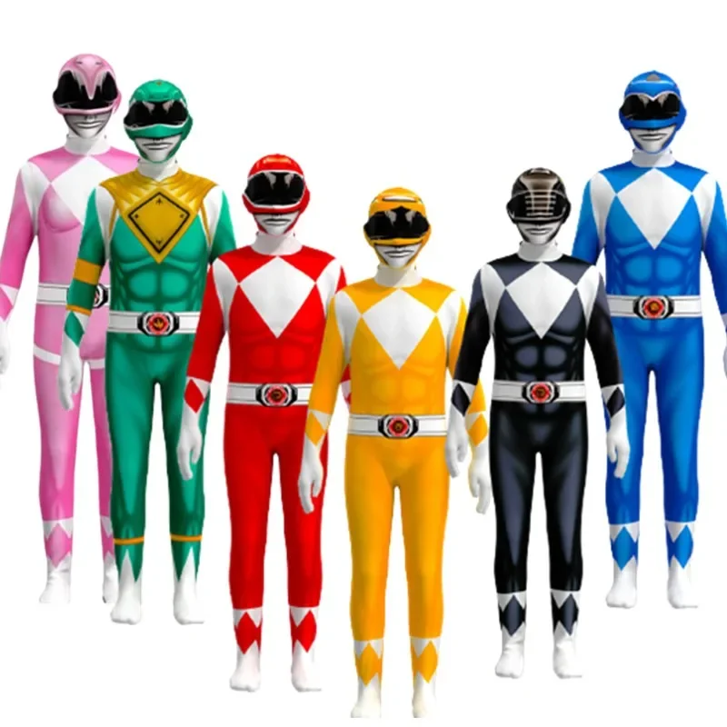 Adult Kids Power Morpher Superhero Samurai Sentai Shinkenger Rangers Cosplay Fantasia Halloween Costume Mask Tute Genitore-Figlio