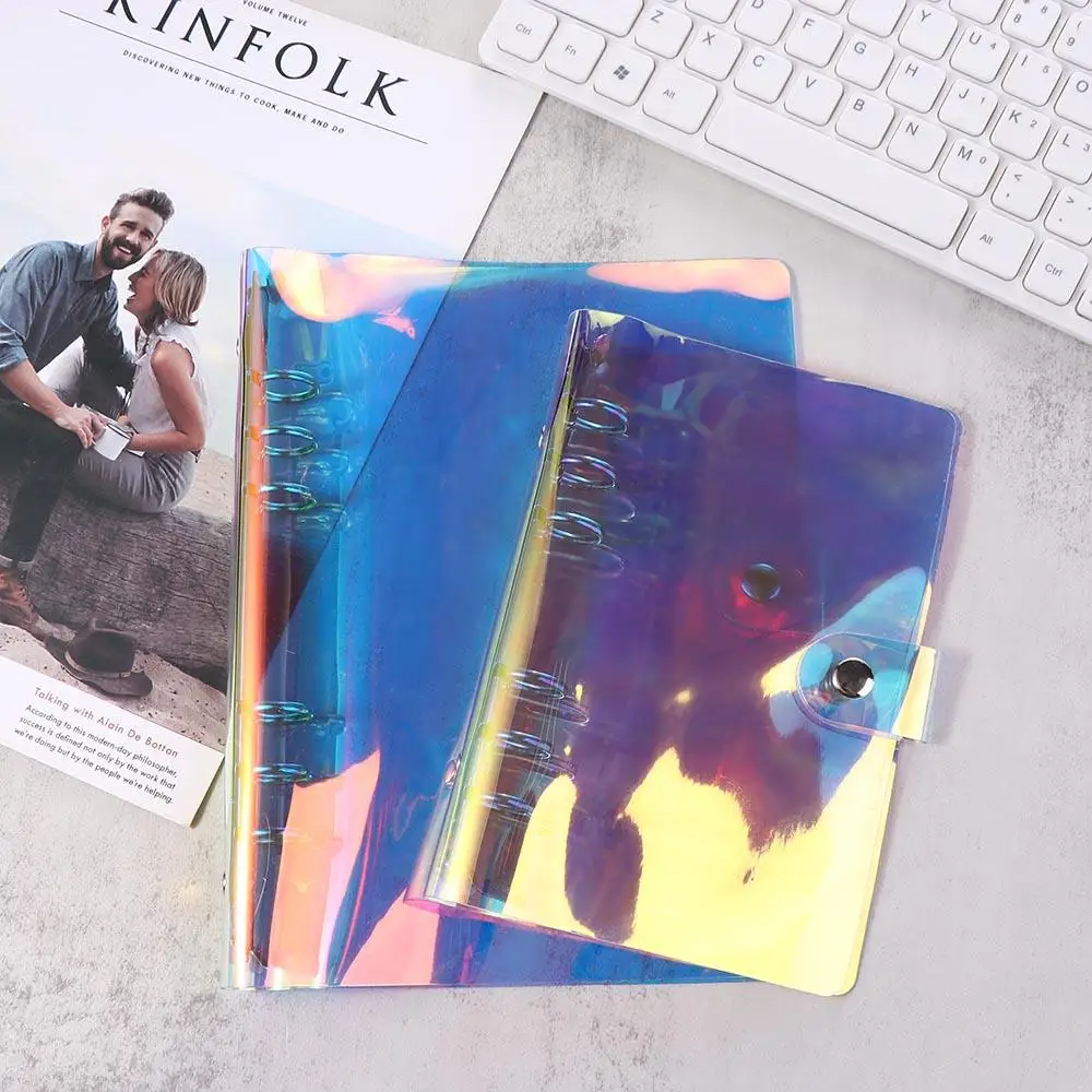 A5 A6 Laser PVC Transparent 6-Hole Loose-Leaf Binder Notebook Cover Diary Agenda Planner Paper Cover