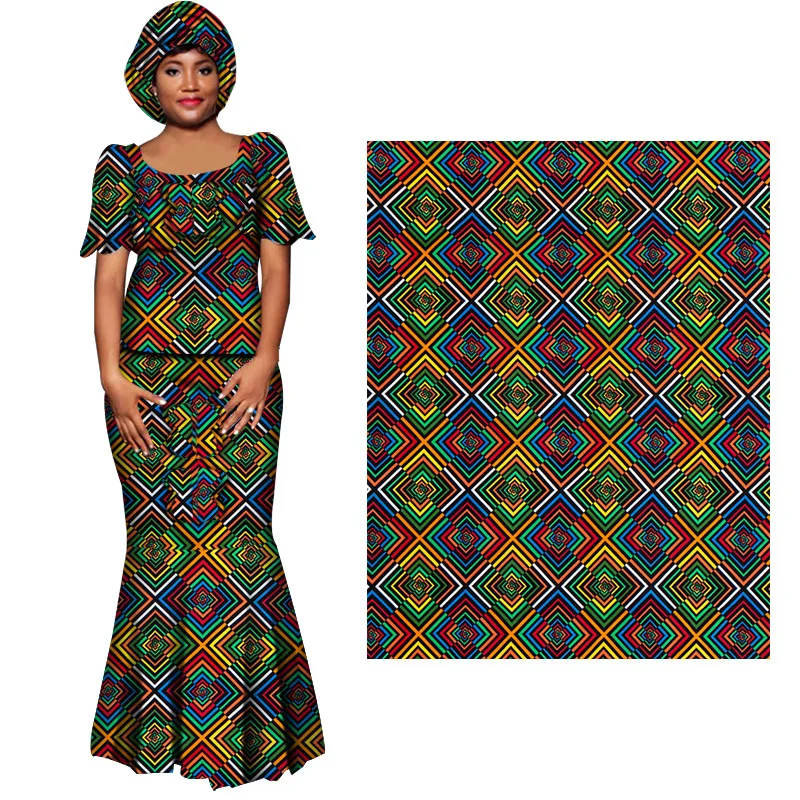 6 Yards Original Real Wax Ankara African Print Fabric 100% Cotton For Party Dress