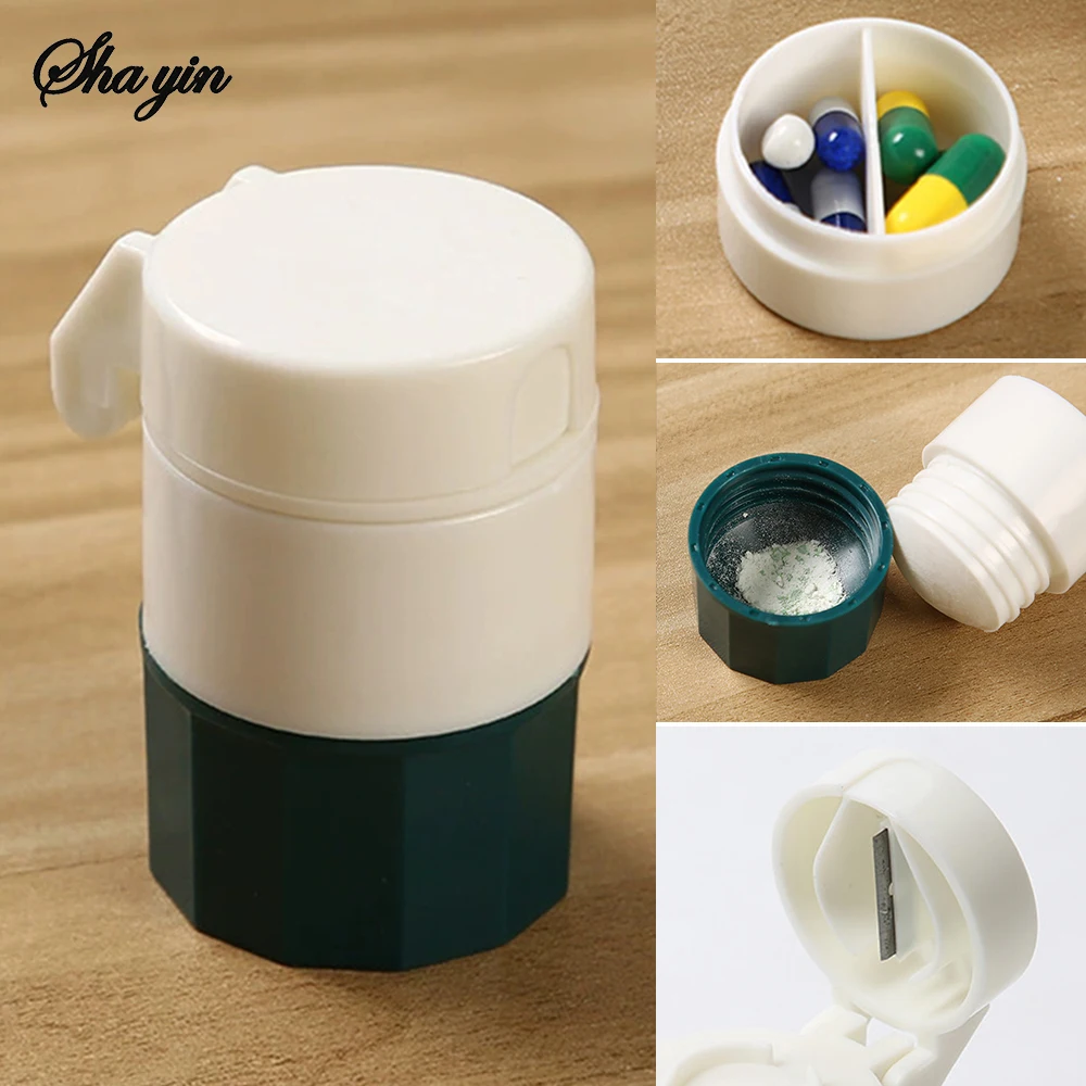 Pill organizer 4 In 1 Portable Medicine Splitter Powder Grinder Cutter Box Storage Drug Container Pillbox