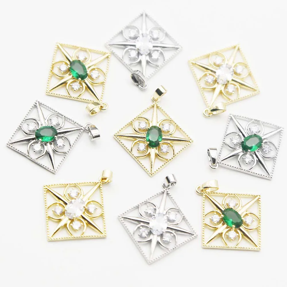 Selling Alloy Diamond Pendant Inset Zircon Electroplating Pendant Diy Bracelet Earring Accessories Wholesale 12Pcs Free Shipping