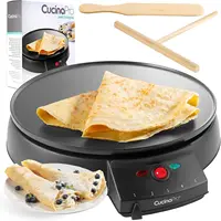 12" Griddle & Crepe Maker, Non-Stick Electric Crepe Pan w Batter Spreader & Recipe Guide- Dual Use for Blintzes Eggs Pancakes 1