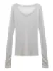Slim Fit Long Sve V-Ne Thin Transparent Knitted Top Women's Autumn 2024 New Sle Commute Sle Classic Pattern