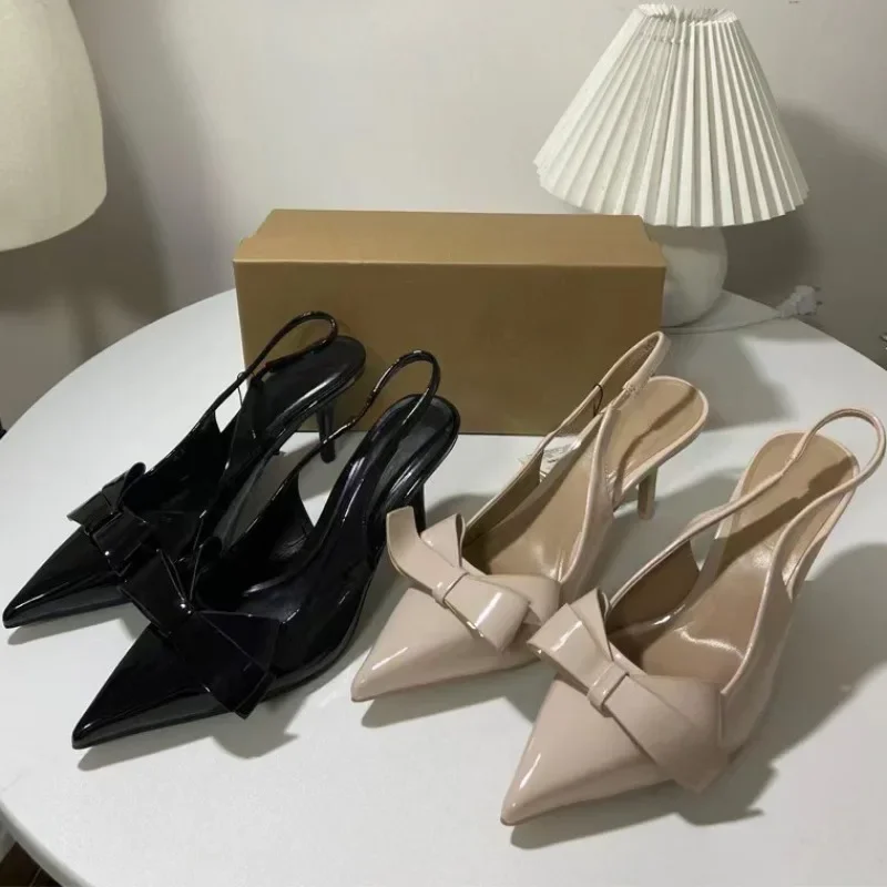 Woman High Heels Sandals Pointed Daily Office Lady Shoes Fashion Patent Leather Summer Slingback Dress Stilettos women slingback sandals women high heels shoes women dress shoes