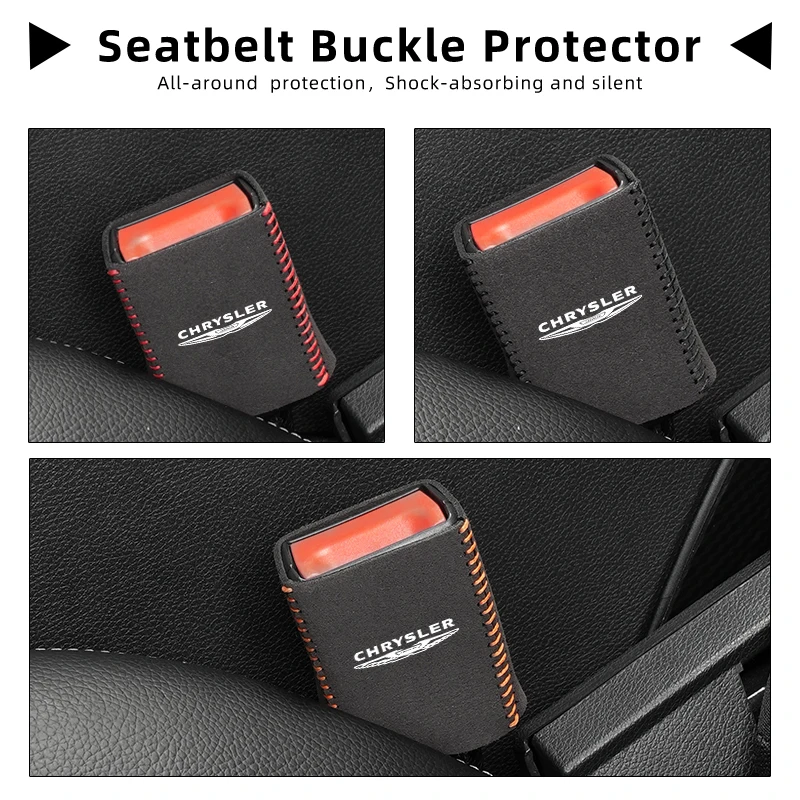 Leather Car Seat Belt Clip Protector Seatbelt Buckle Plug Cover Chrysler 300C PT Cruiser Grand Voyager Pacifica Sebring MK3