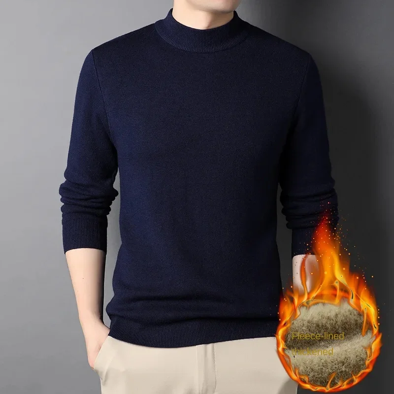 2023 Brand New Men's Cashmere Sweater Half Turtleneck Men Sweaters Knit Pullovers for Male Youth Slim Knitwear Man Sweater