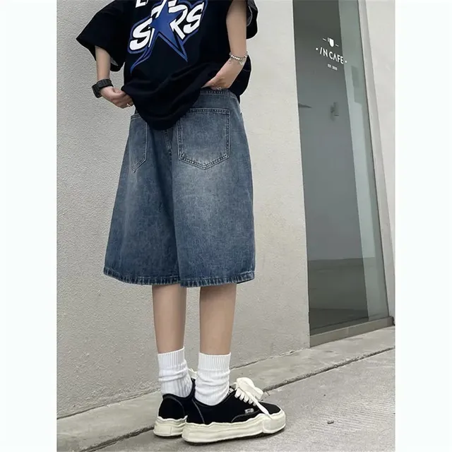 Y2K Baggy avec ceinture Jean Shorts Vintage jambe large Denim Shorts américain Streetwear décontracté lavé surdimensionné Emo été Denim Shorts 5