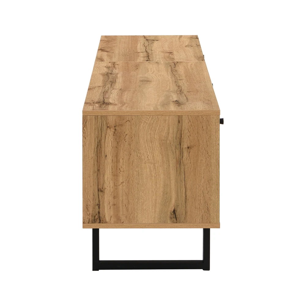 PINGGO TV-Ständer Lowboard mit LED-Lichteffekt Glaspartition Puffer-Scharnier Farblich Abgestimmtes Design Moderner Wohnzimmerschrank – Detail 20