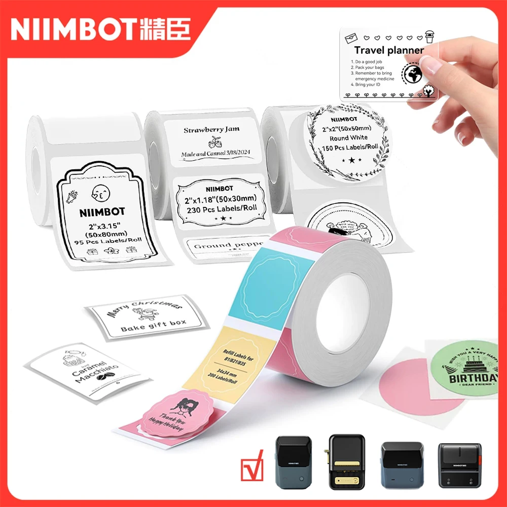 Niimbot Labels Sticker Thermal Adhesive Paper Roll Printer Paper For Niimbot B1 B21 Portable Printer