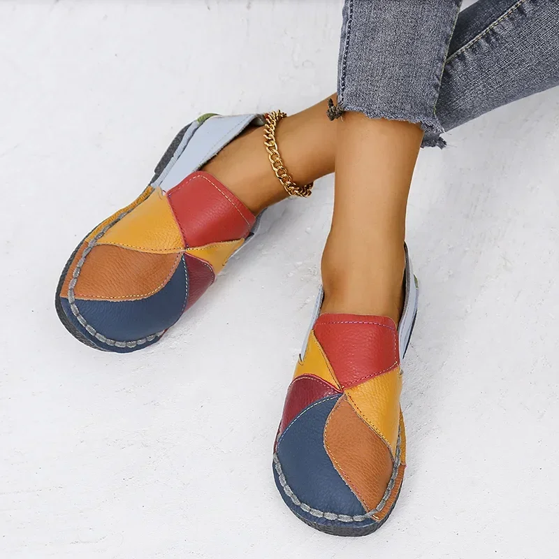 2023 New Hot Sales Women Patches Stitching Flat Casual Shoes for Woman Summer Flats Soft Candy Colors Shoes 4