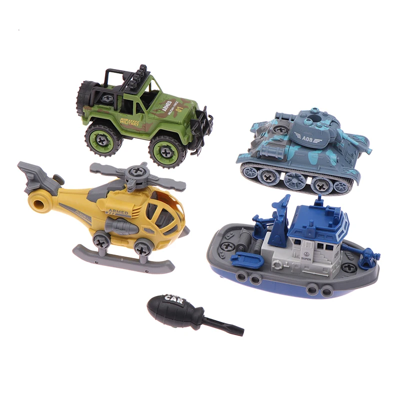 1 Set DIY Construction Truck Farm Toys Screw Helicopter Take Apart Vehicle Toy Build Car For Boy Kid Building Blocks Gift