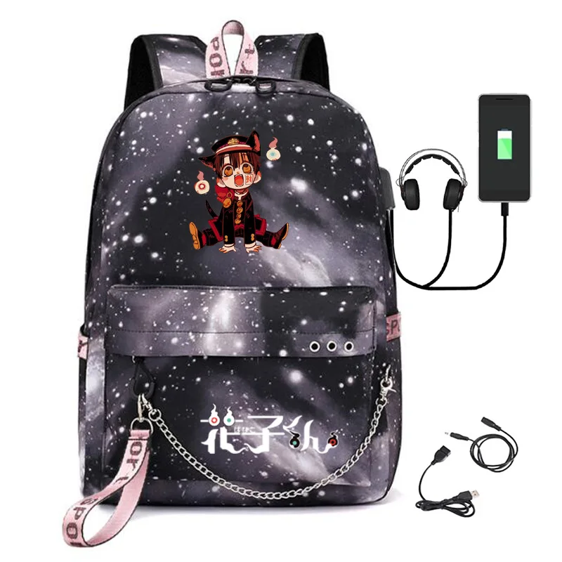 Popular Creative Hanako-kun USB Student School Bags Unisex Print Oxford Waterproof Notebook multifunction Travel Backpacks