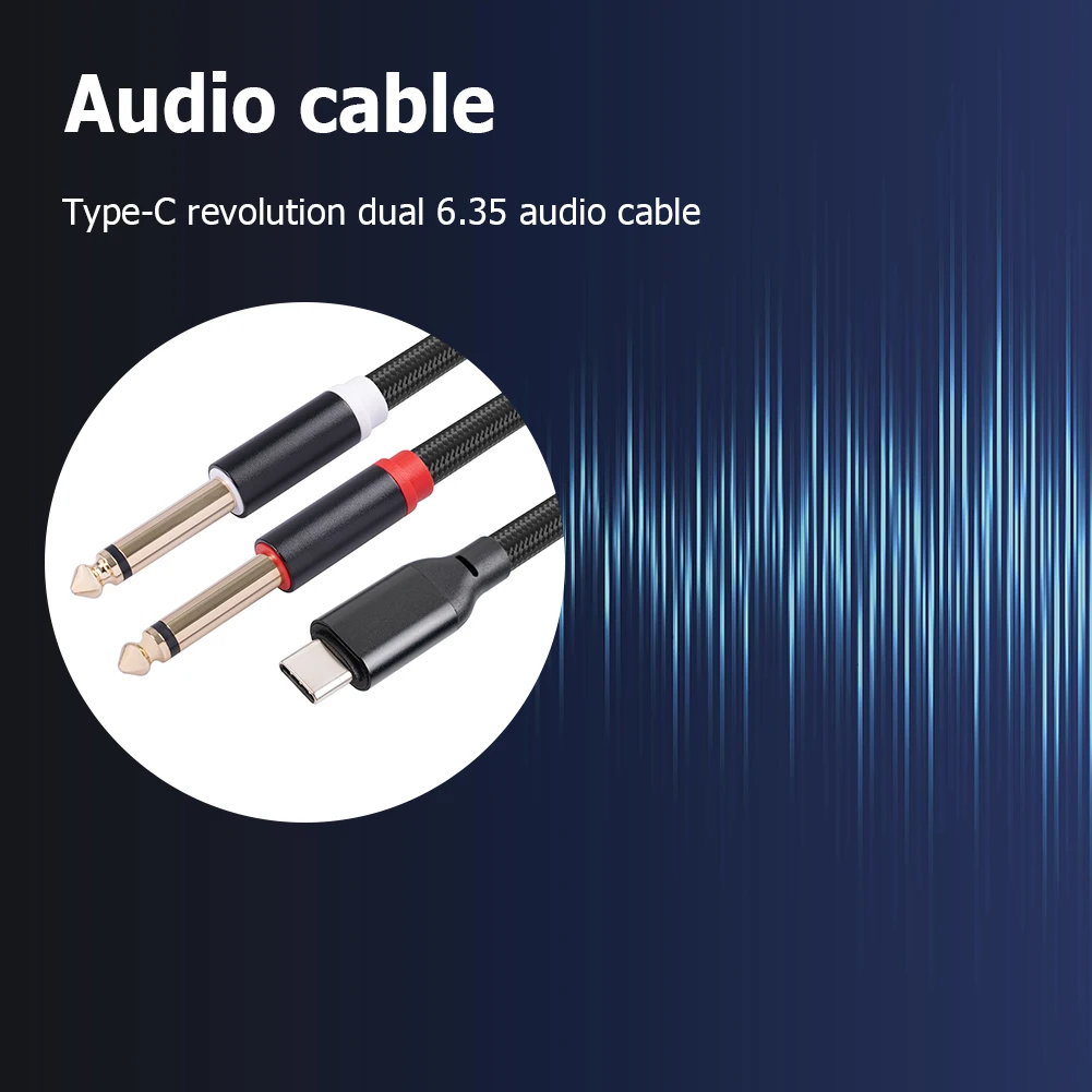 1/2/3M USB C To 1/4inch Audio Cable Type C To Dual 6.35mm 1/4 Inch TS Audio Cord for Smartphone Tablet Laptop