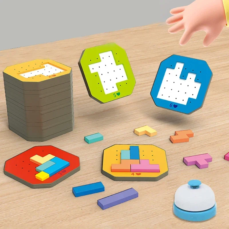 3D Two-person interactive Desktop Puzzle Game Tangram Math Toys Building Blocks Board Color Shape Game For Kids Gifts 3