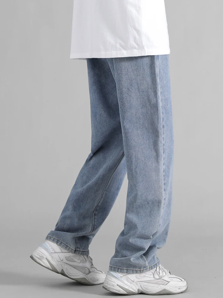 Black straight jeans men's American high street wide-leg trend in spring and autumn Joker casual trousers