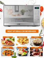 CHEF 0.7 Cu Ft Microwave with 10 Power Levels, 700W Microwave with Digital Display, Countertop Microwave with Child S 2