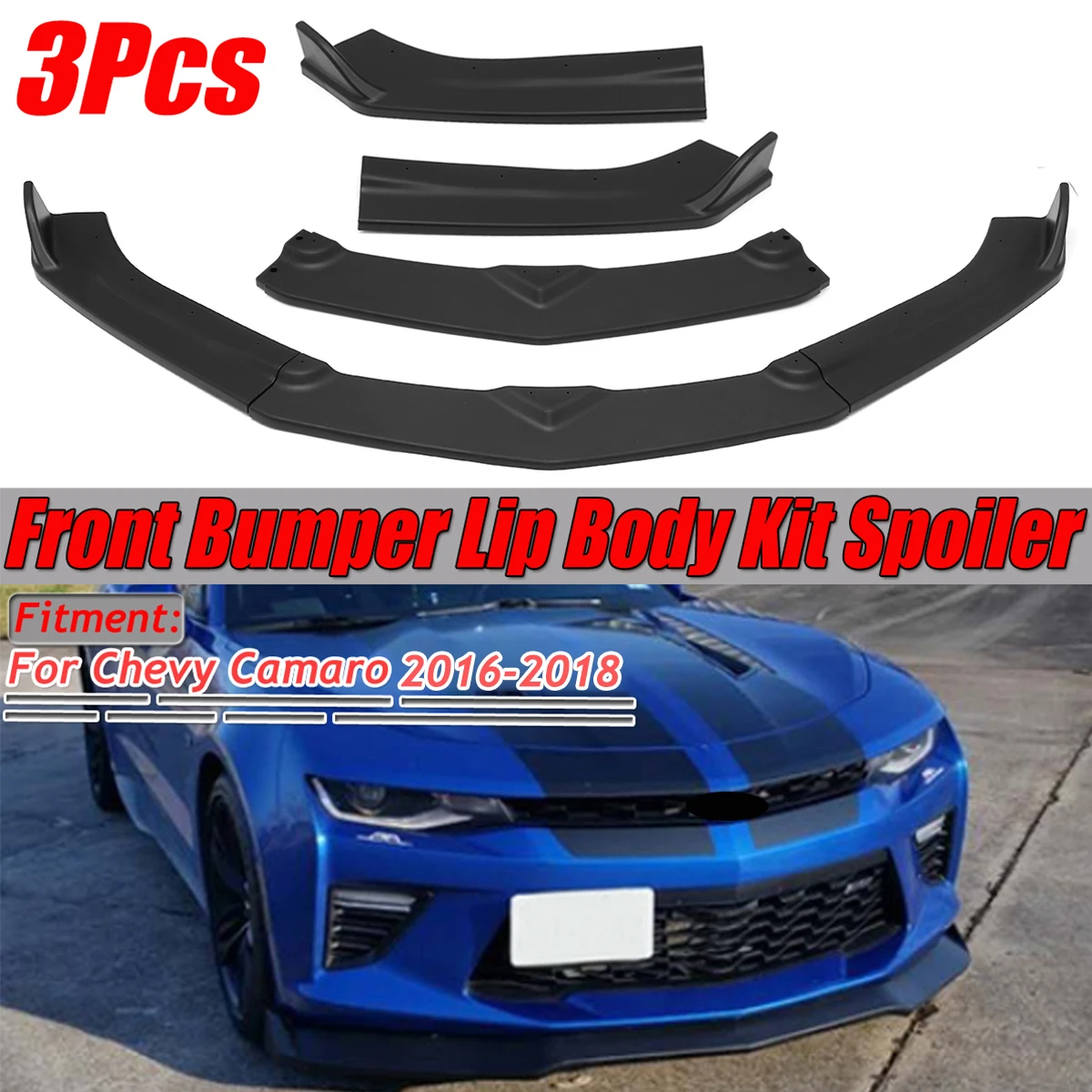 

Front Bumper Splitter Lip Diffuser Guard Car Front Lip Chin Bumper Spoiler Splitters Body Kit For Chevy For Camaro 2016-2018