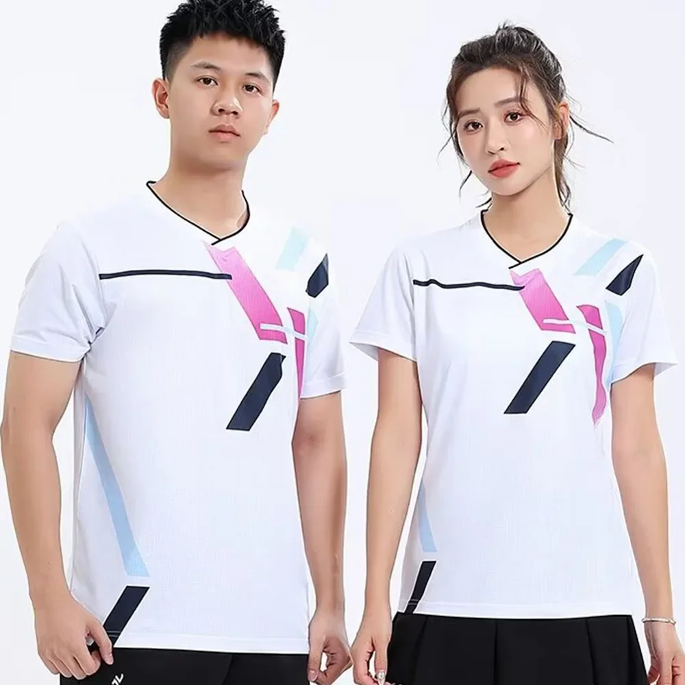 

Badminton T-shirt for Men Women Quick Dry Summer Short Sleeve Volleyball Table Tennis Uniform Tops New in White Tennis Shirt