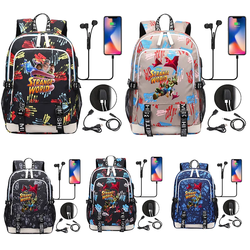 

Strange World Multifunction Laptop Backpacks Student USB Charging Backpack Famale Colorful Print Rucksack Travel Bag Mochila