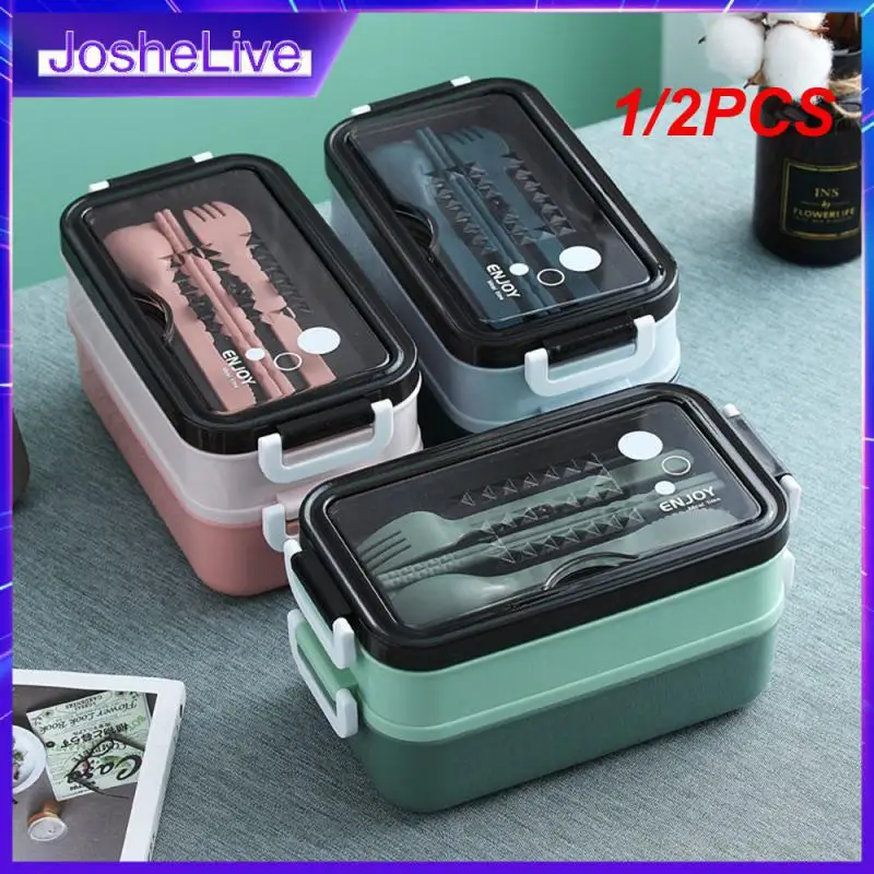 

1/2PCS Stainless Steel Lunch Box Bento Box For School Kids Office Worker 2layers Microwae Heating Lunch Container Food Storage