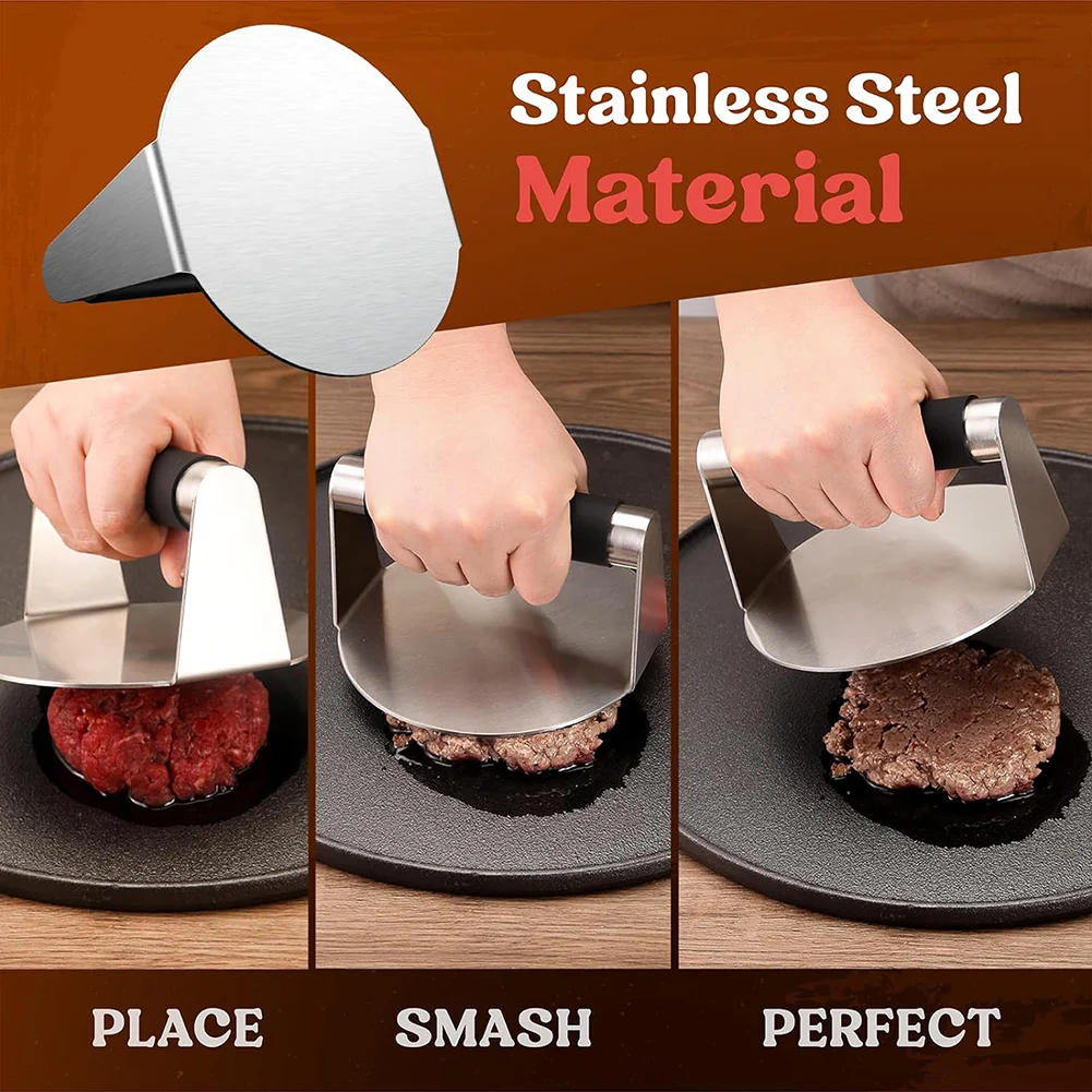 hamburger press Burger Press Hamburger Smasher Tool for Griddle Stainless Steel Ham Patty Press Anti-Scald Handle 5.5