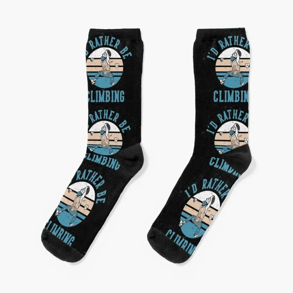 

I'd rather be climbing - rock climber man climbing wall Socks gifts cartoon Male Socks Women's