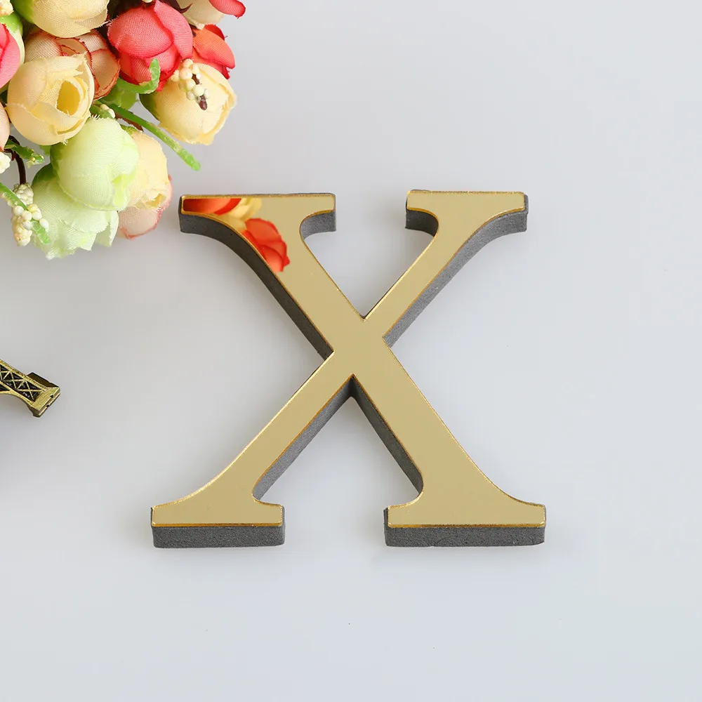 Description Picture 5 of itemGold English Letters Wall Stickers Wall Art Alphabet Self-adhesive 3D Acrylic Mirror+EVA Numbers Ornaments For Home Decor