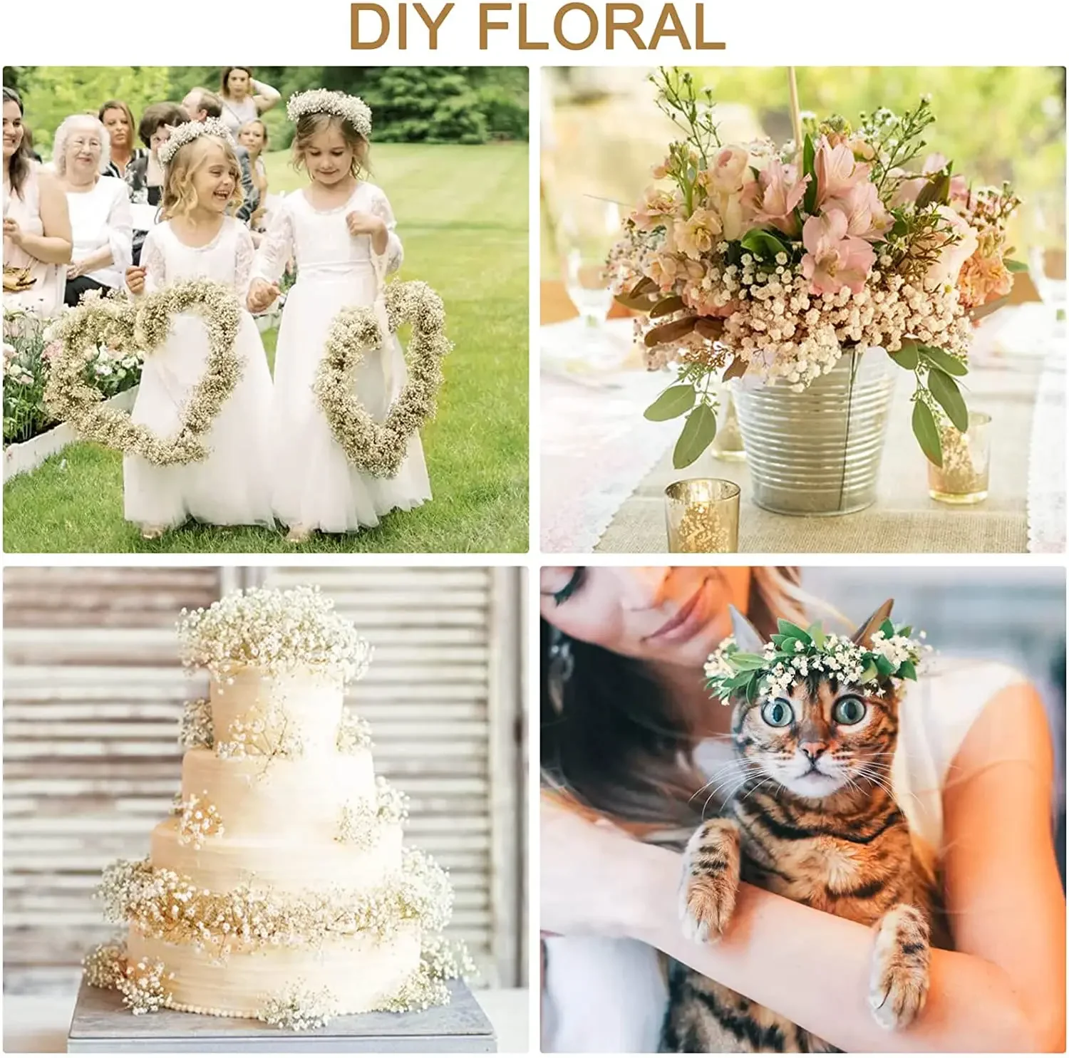 Colorful Preserved Baby's Breath Bouquet - Boho Home and Wedding Decor