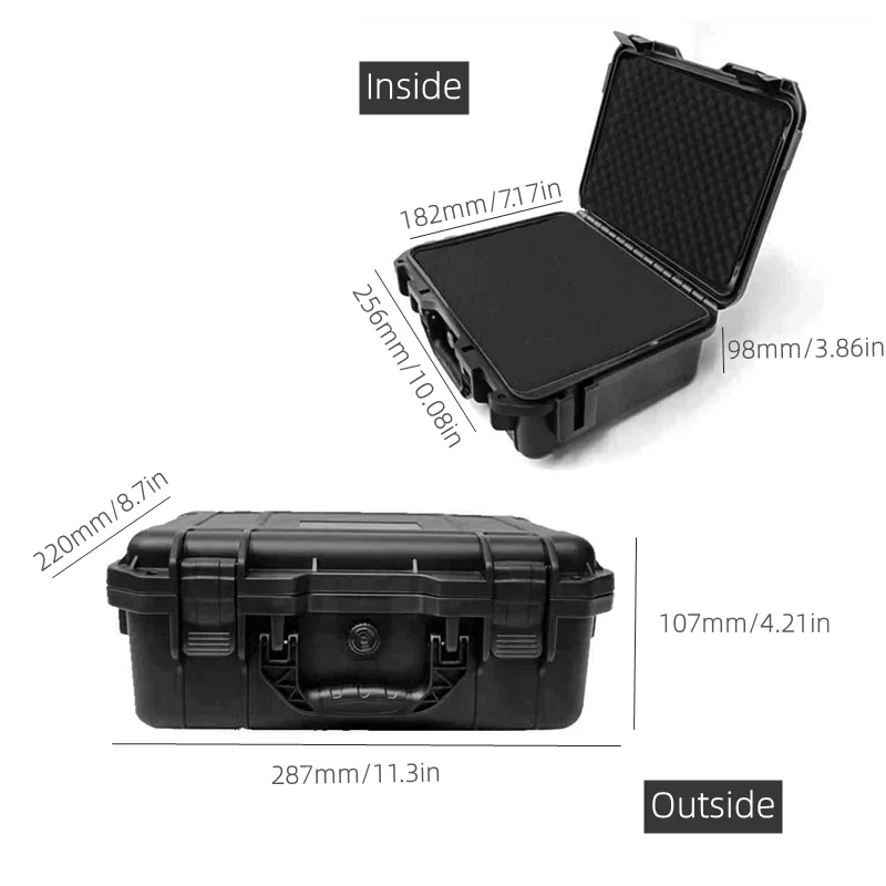 287*220*152mm Rigid Plastic Tool Box Waterproof Shockproof Storage Box  Pre-cut Foam Electrician Working Suitcase Tool Box - AliExpress