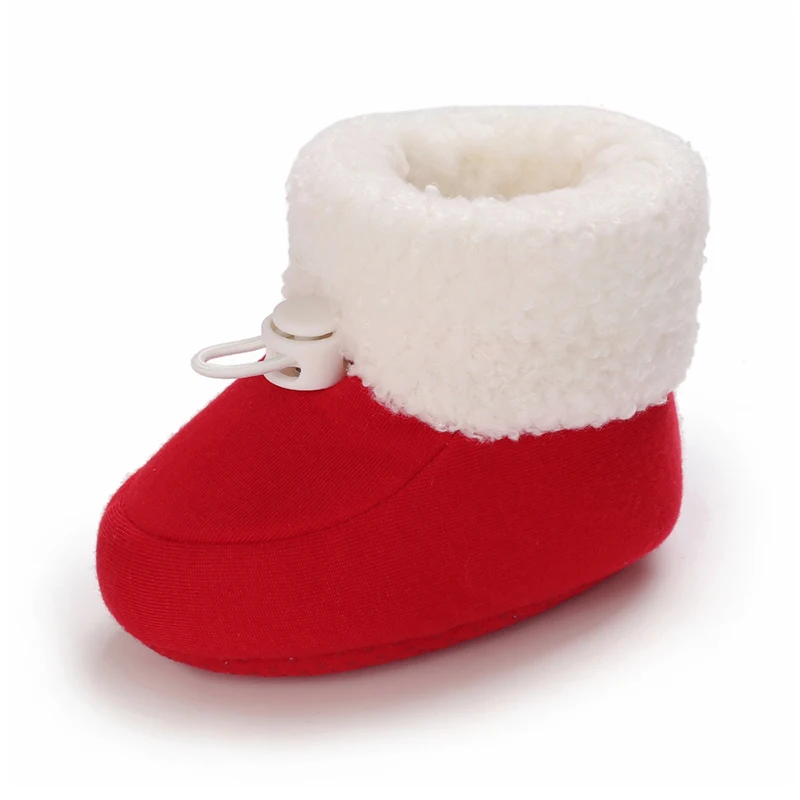 VANLEN SINA Winter Baby Warm Red Boots-Fluffy Flock Snow Slip On Shoes for Girls Toddler 0-18 Months
