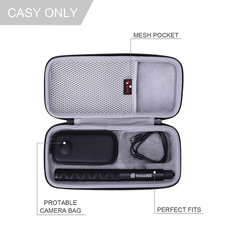 Funda de transporte para cámara Insta360 One X3 X2 X, bolsa de carcasa  rígida grande con forro de EVA compatible con Insta 360 Bullet Time Handle