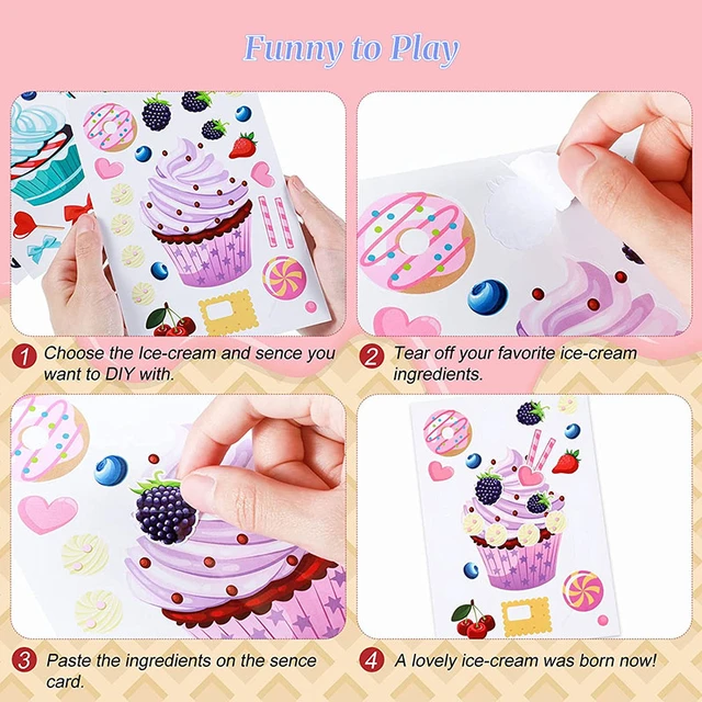 Make a Cupcake Sticker for Kids Create Your Own Strawberry Ice Cream  Cupcake Children DIY Puzzle Sticker Girls Birthday Gifts - AliExpress