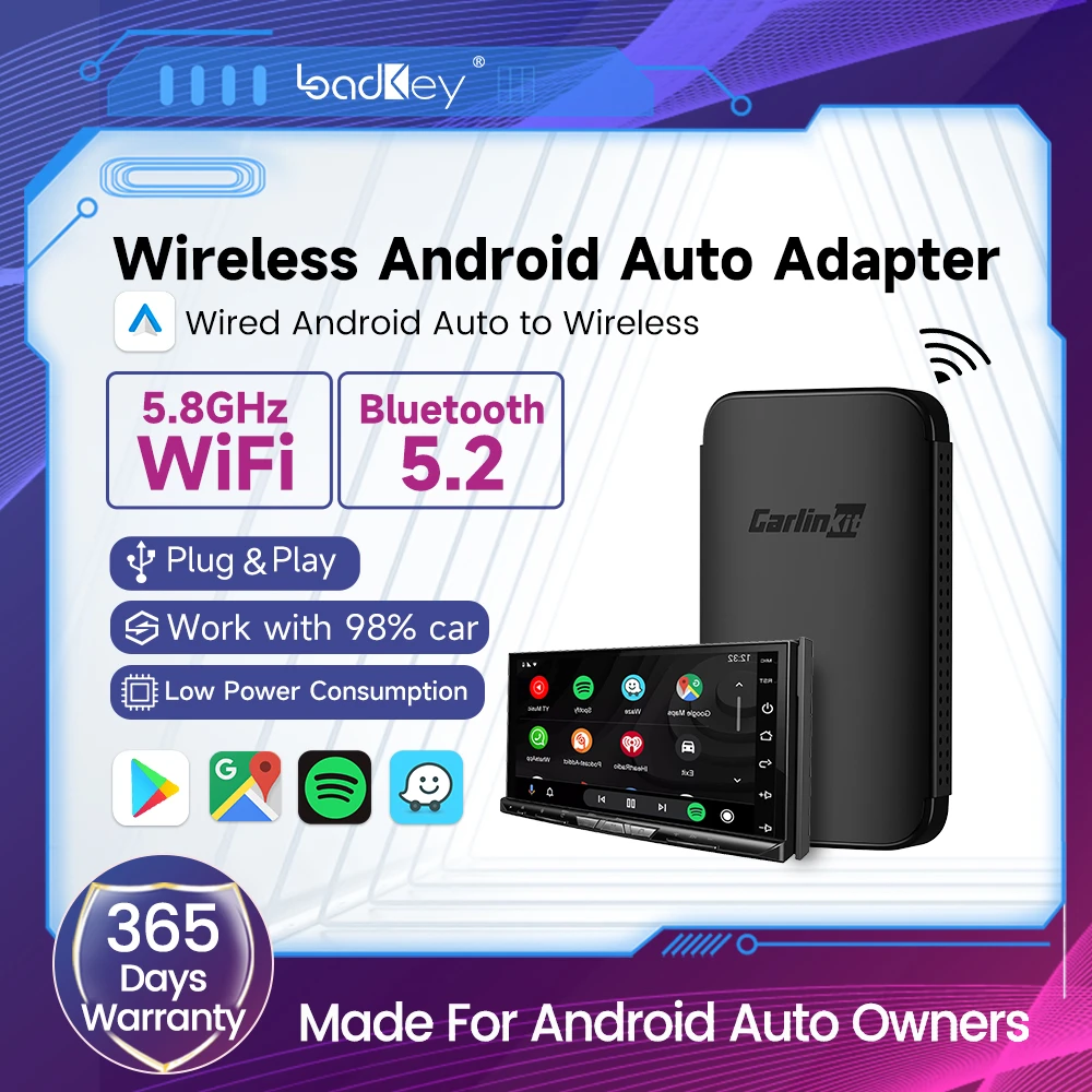 LoadKey Wireless Android Auto Adapter Bluetooth Connect A2A Dongle For