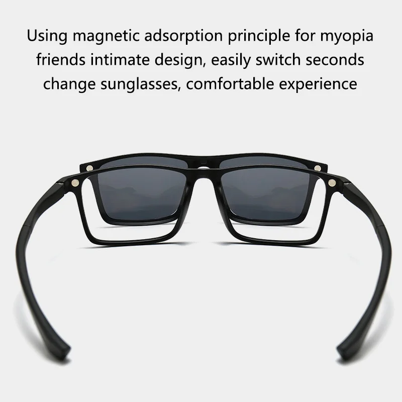 Occhiali da sole con clip 6 in 1 Uomo Donna Occhiali da sole magnetici ottici polarizzati TR90 Occhiali da sole con magnete Occhiali da vista_voghion.com