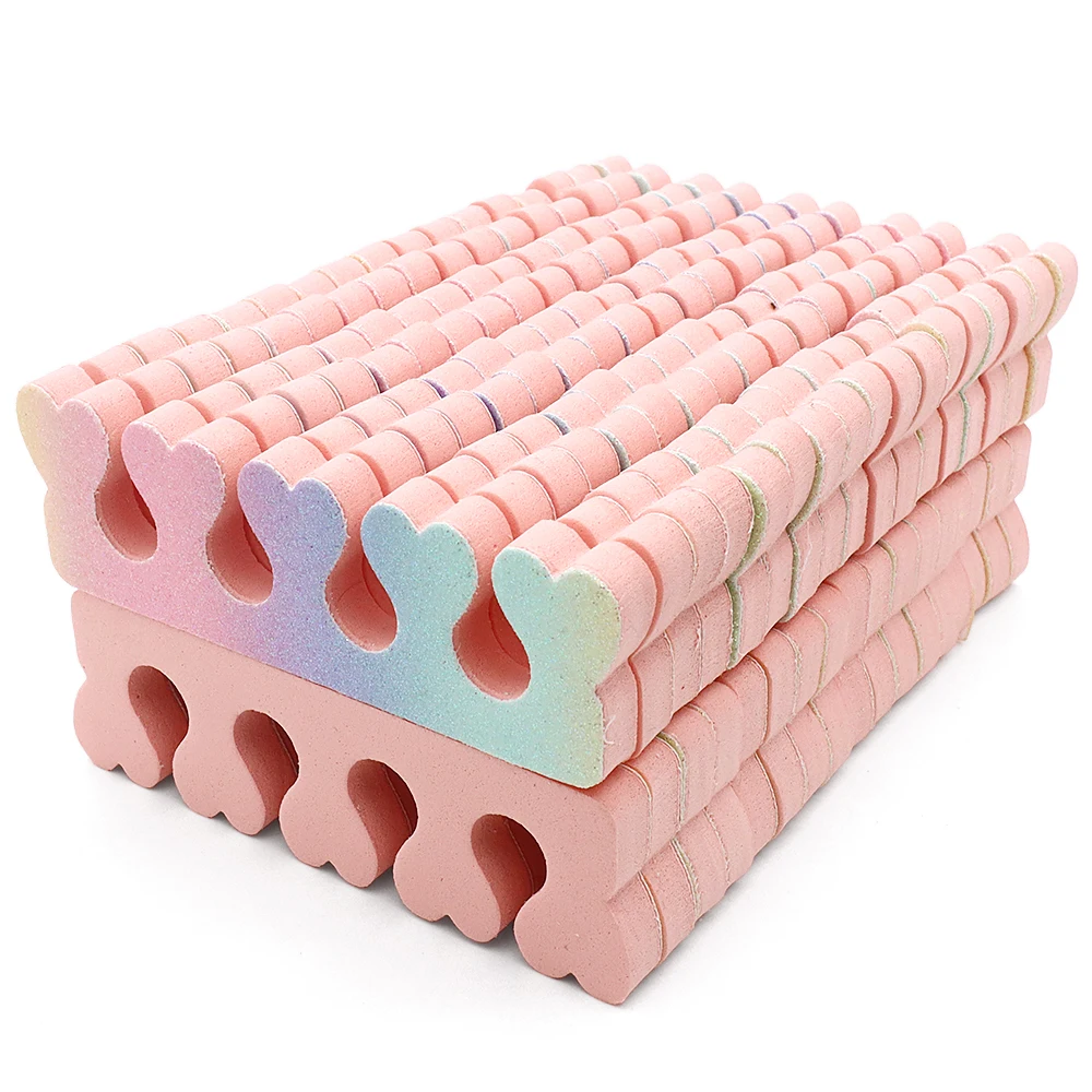 20pcs/set Pink Soft Sponge Finger & Toe Separators Set Nail Art Manicure Pedicure Dividers Flexible Foam Gel Polish Holder Tools